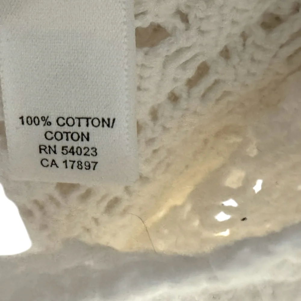 Banana Republic White Crochet Pullover Top Cotton Long Sleeve Boho Textured